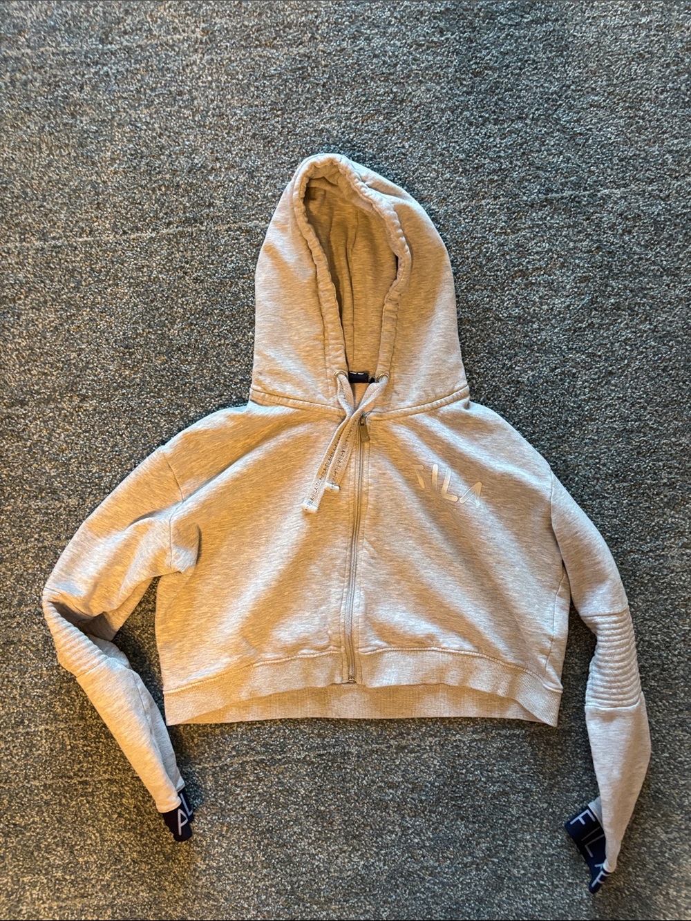 Fila Light Gray Cropped Zip Hoodie